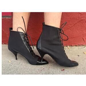 Vintage Maud Frizon Club Lace Up Stretch Boots Leather Italy EU 39.5